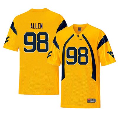 Men's West Virginia Mountaineers NCAA #98 Tyrese Allen Yellow Authentic Nike Throwback Stitched College Football Jersey MT15X70JL